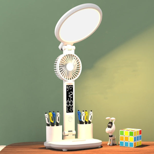 CoolGlow™  |   User LED Clock Chargeable Fan Table Lamp